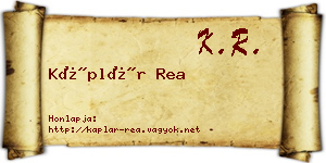 Káplár Rea névjegykártya